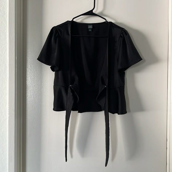 Wild Fable black satin wrap tie cover up size M - Picture 8 of 11